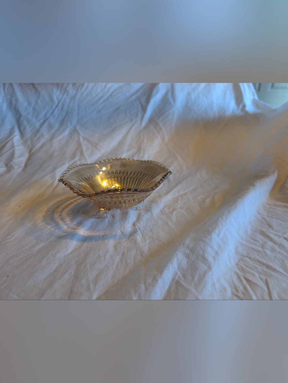 RESERVE Beaded Rim Glass Footed Bowl - Clear Accent Bowl